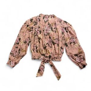 Bardot Floral Blouse in Pink and Green